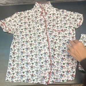 Roller Rabbit Festive Green and Red Print Shirt